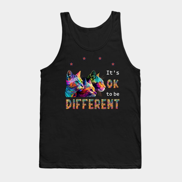 Cute Cats , Its Ok To Be Different Tank Top by KRMOSH